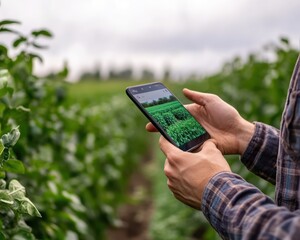 Wall Mural - ai-powered app guiding farmers on crop rotation and optimal planting times