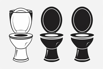 Toilet bowl icon, wc sign, minimal restroom closet symbol, simple lavatory emblem on white