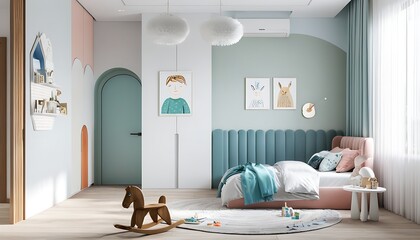 Comfortable children's bedroom design with creative home decor, exhibiting fashion and artistry