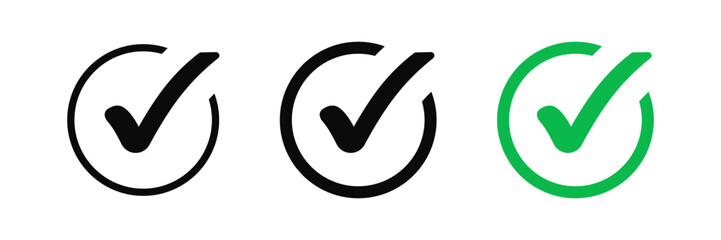 Aufkleber - check box icon with correct, accept checkmark icons tick box checked, check list square frame - checkbox symbol approved sign	