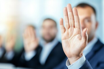 Canvas Print - A man is holding his hand up in a gesture of approval