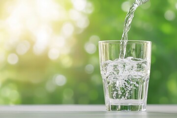 Canvas Print - A glass of water is being poured into it