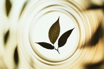 Poster - The silhouette of a tea leaf stands out beautifully against a bright, soft background, emphasizing its graceful curves and outlines. Generative AI
