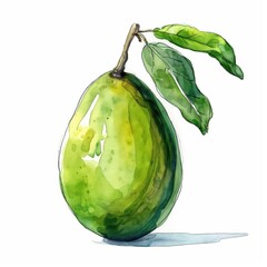 Wall Mural - a green fruit with a leaf