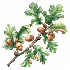 Wall Mural - a branch with acorns and leaves