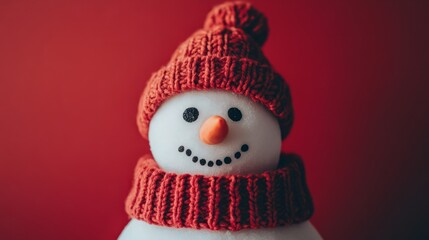 snowman with smiling face against minimalistic background