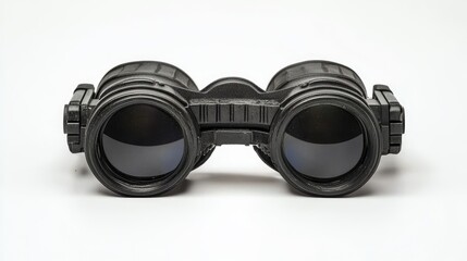 Black binoculars isolated on white background. (1)