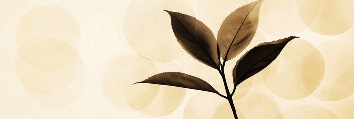 Poster - A tea leaf silhouette stands out against a softly blurred background, radiating tranquility during a peaceful afternoon. Generative AI
