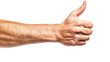 © JR-50 - Hand showing thumbs up gesture, white isolate background