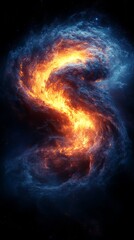 Wall Mural - Abstract galaxy with swirling blue and orange nebula in a vibrant cosmic scene