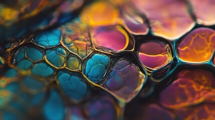 Poster - Close-up View of Colorful Microstructure Under Microscope