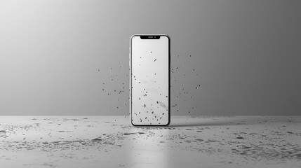 Modern cell phone mockup with blank screen isolated on white background