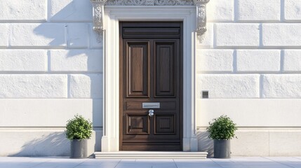 Elegant Dark Entrance With Potted Plants