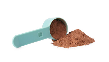 Sticker - Protein powder and scoop isolated on white