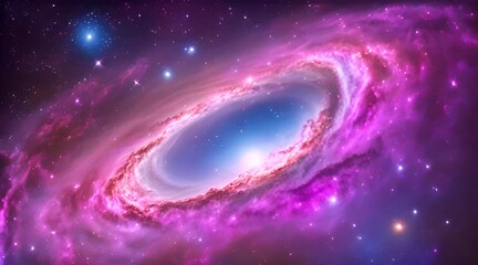 Wall Mural - Amazingly colorful galaxy in outer space, with swirling, sparkling stars, vibrant nebulae in pinks, blues, and purples, and a glowing, radiant core