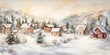 © InfiniteStudio - A picturesque snowy Christmas village with charming houses and evergreen trees under a soft winter sky