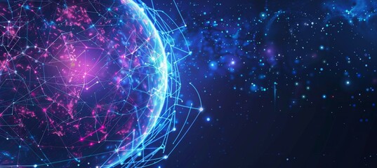 Poster - A sphere with a network of lines and dots. AI.