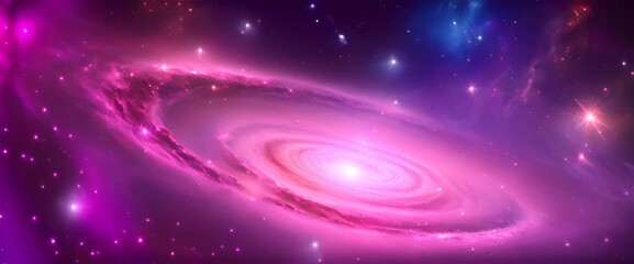 Wall Mural - Amazingly colorful galaxy in outer space, with swirling, sparkling stars, vibrant nebulae in pinks, blues, and purples, and a glowing, radiant core