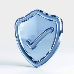 Aufkleber - Blue Shield Icon 3D Security Protection Check Mark Digital Safety Technology Futuristic Defense Isolated