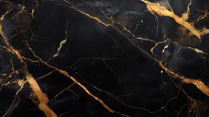 Naklejka na meble Sophisticated natural black marble design with golden veins suitable for high-end ceramic tile