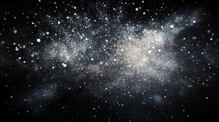 Wall Mural - black background with delicate white snowflakes, a winter wonderland