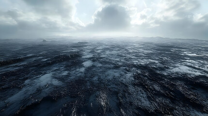 Dark and Stormy Ocean 3D Illustration