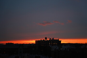 Colorful sunset in New York city