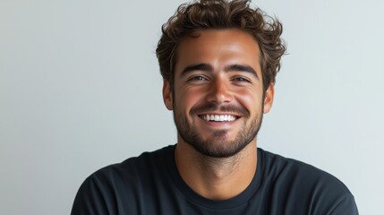 Poster - Portrait of a happy handsome man in a shirt with laughing