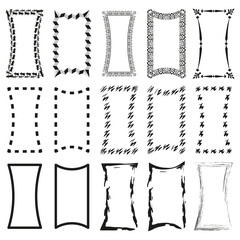 Poster - Decorative frame icons. Hand drawn border designs. Ornamental vector frames. Black and white sketch borders.