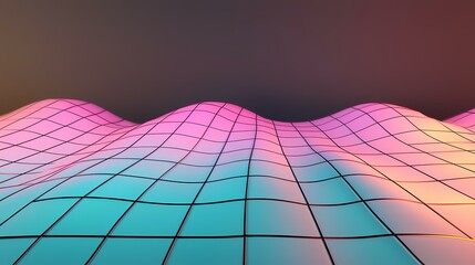 A wavy, colorful surface with a grid pattern.