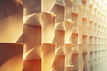 Poster - abstract background 3d wallpaper with Layered 3D panels with soft light passing through.