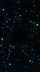 Wall Mural - Abstract cosmic background with shimmering bokeh effects, sparkling particles in varying shades of blue and white, seamless loop for festive New Year celebration, copy space.