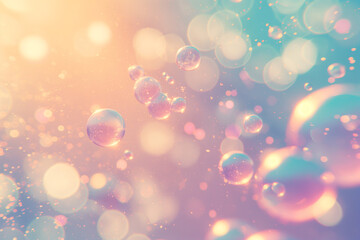 Poster - abstract background 3d wallpaper with 3D translucent orbs hovering against a soft gradient.