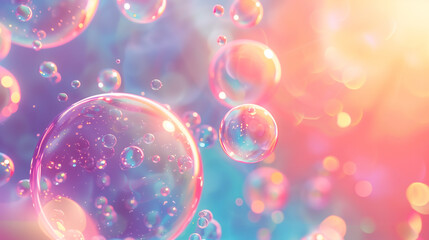 Poster - abstract background 3d wallpaper with 3D translucent orbs hovering against a soft gradient.