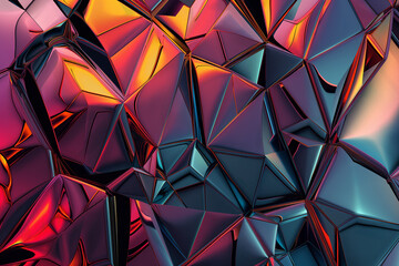 Poster - abstract background 3d wallpaper with polygonal layers with reflective surfaces and depth.