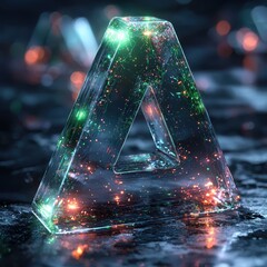 Poster - 3D Glass Logo with Colorful Sparkles