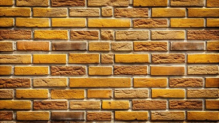 Wall Mural - A textured brick wall with a warm golden hue and subtle variations in shade, showcasing the intricate details of each brick and the mortar joints that bind them together.