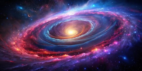 Wall Mural - A Cosmic Spiral of Light and Dust, a Symphony of Color in the Vastness of Space