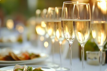 Elegant New Year's Eve Dinner Setup with Champagne Glasses