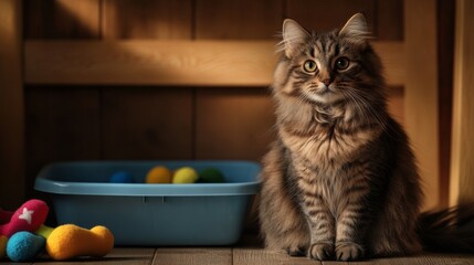 Poster - Cute Tabby Cat in Cozy Indoor Environment