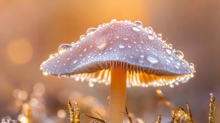 Aufkleber - Dewy Mushroom Under Morning Light