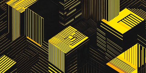 Poster - geometric shapes, stripes, minimalism, modern art style, isometric perspective, simple background, geometric design, lines, modern graphic elements.
