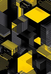 Poster - geometric shapes, stripes, minimalism, modern art style, isometric perspective, simple background, geometric design, lines, modern graphic elements.