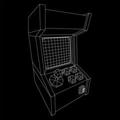 Wall Mural - Arcade retro game machine. Wireframe low poly mesh vector illustration.