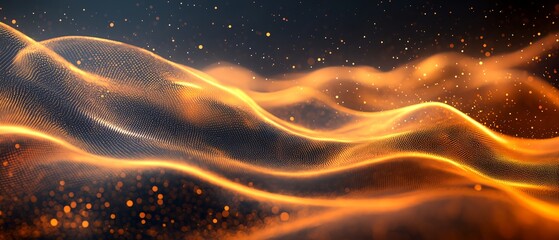 Poster - A blurry image of a sandy beach with a bright orange and black color scheme. The image has a dreamy, surreal feel to it, as if it were taken from a sci-fi movie