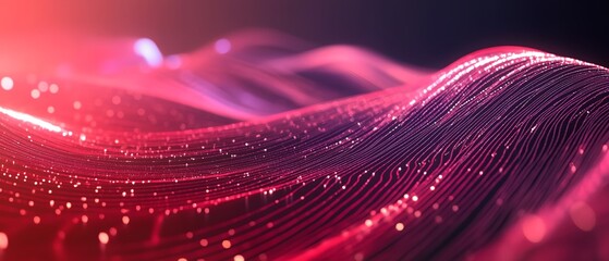 Poster - A red and purple wave with a lot of sparkles. The wave is very long and it looks like it is moving