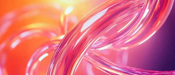 Poster - A long, curvy, pink wire with a purple background. The wire is twisted and bent in a way that makes it look like it's flowing. The colors of the wire and background create a sense of movement