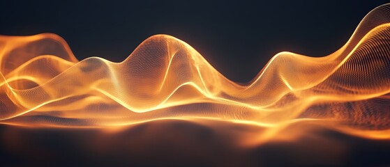 Poster - A long, orange wave of light is shown in the image. The wave is made up of many small dots, giving it a fuzzy, dreamlike appearance. The orange color of the wave creates a warm, inviting mood