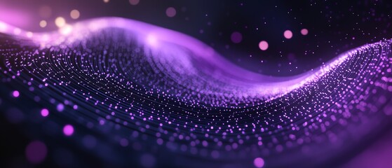 Poster - A purple wave with a lot of purple dots on it. The dots are scattered all over the wave, creating a sense of movement and energy. The wave appears to be in motion