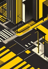 Poster - The pattern of interlacing cubes creates an abstract and dynamic composition with a strong visual impact. High-resolution, high-quality.